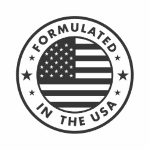Simple "Formulated in USA" Icon -All Revvl Health™ products are third-party tested, Gluten Free, Made in a GMP Certified Facility, and are also packaged in the USA
